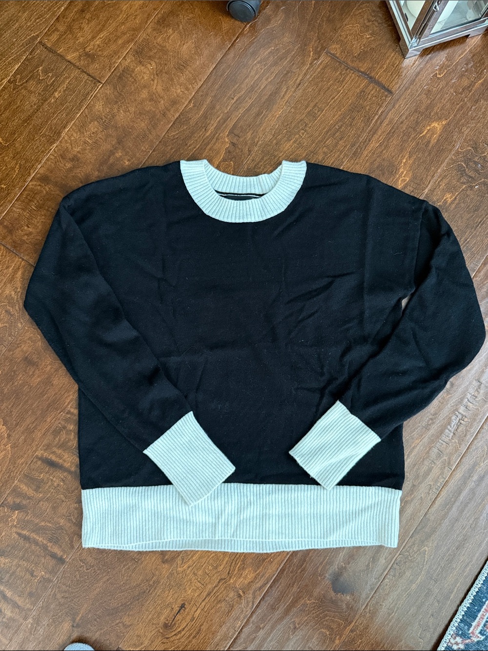 Summersalt Black Crewneck Sweater with White Trim